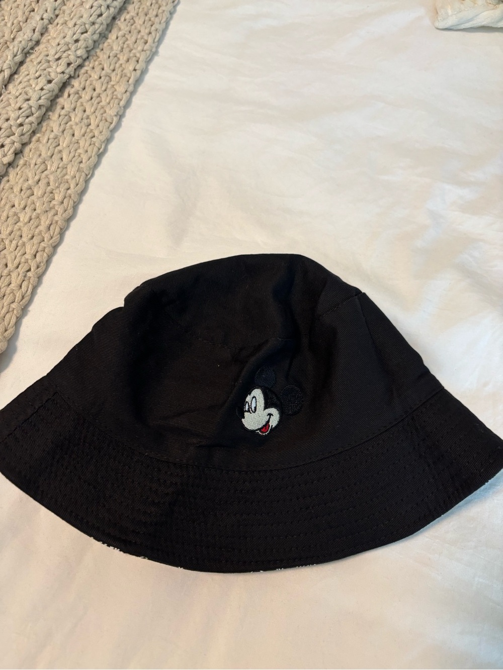 Disney Black Reversible Bucket Hat with Embroidered Mickey Face